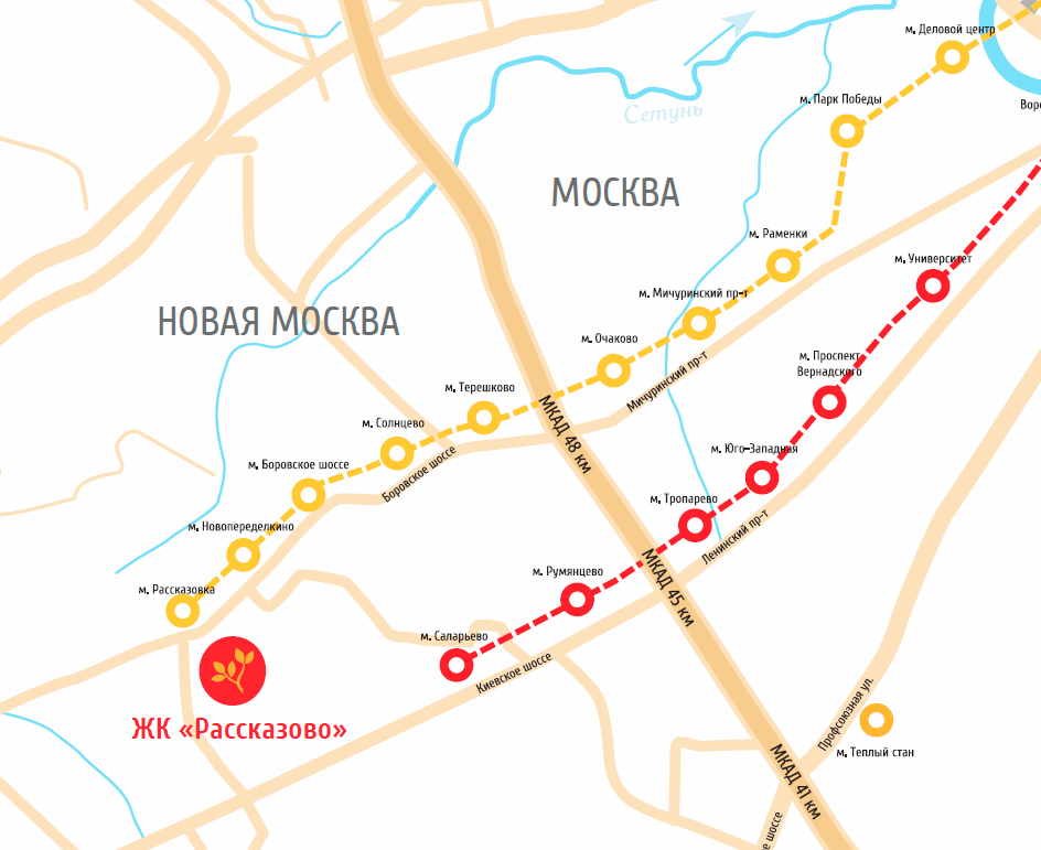 Карта строящегося метро в Новой Москве
